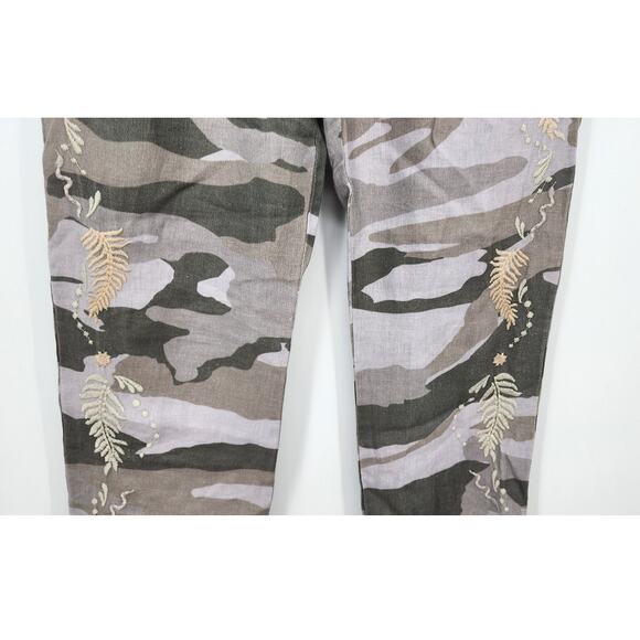 Johnny Was Sidra Camo Print‎ Embroidered Women's Linen Jogger Pants Size XS - Picture 6 of 9